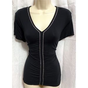 Colleen Lopez Black Rouched with Links T-Shirt sz: L